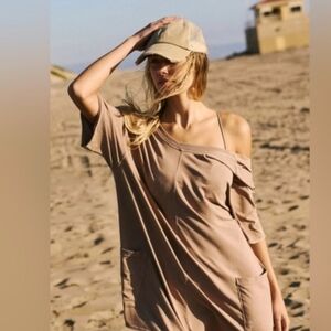 FP Movement by Free People HOTSHOT TEE-ROMPER COLOR MOCHA LATTE